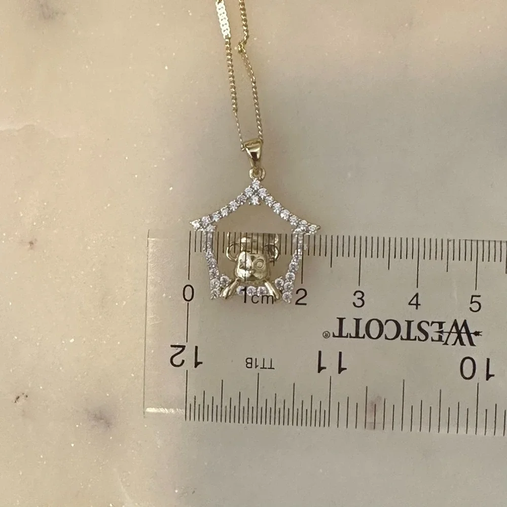 14k Gold Plated Chain Necklace Teddy Bear 19